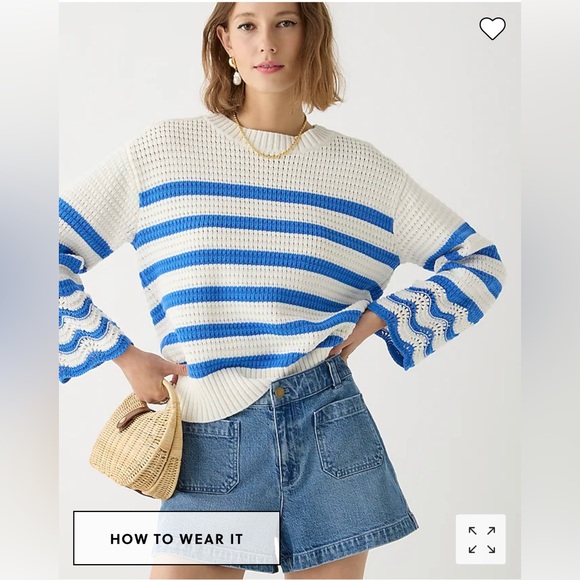 J.Crew Textured Crewneck Pullover Sweater in Stripe size L - Picture 1 of 6